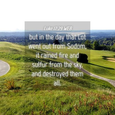 Picture 04 - Luke 17:29 WEB - but in the day that Lot went out from Sodom, it - Bible Verse Picture