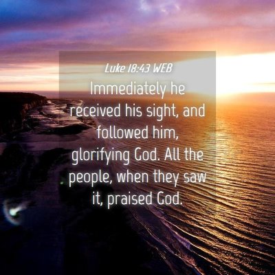 Picture 04 - Luke 18:43 WEB - Immediately he received his sight, and followed - Bible Verse Picture