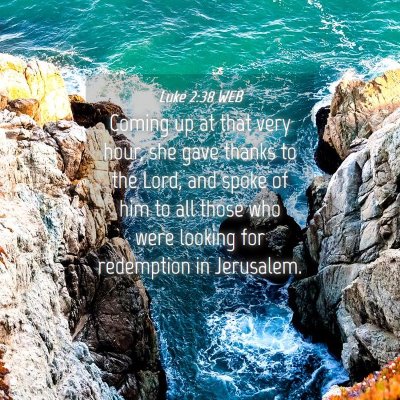 Picture 04 - Luke 2:38 WEB - Coming up at that very hour, she gave thanks to - Bible Verse Picture