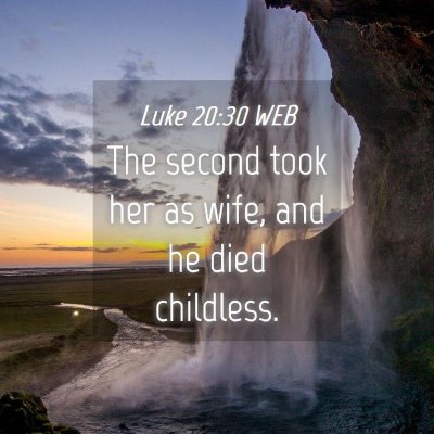 Picture 04 - Luke 20:30 WEB - The second took her as wife, and he died - Bible Verse Picture