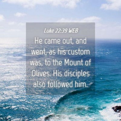 Picture 04 - Luke 22:39 WEB - He came out, and went, as his custom was, to the - Bible Verse Picture
