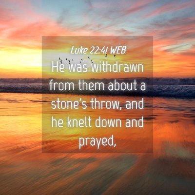 Picture 04 - Luke 22:41 WEB - He was withdrawn from them about a stone's throw, - Bible Verse Picture