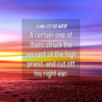 Picture 04 - Luke 22:50 WEB - A certain one of them struck the servant of the - Bible Verse Picture
