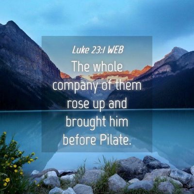 Picture 04 - Luke 23:1 WEB - The whole company of them rose up and brought him - Bible Verse Picture