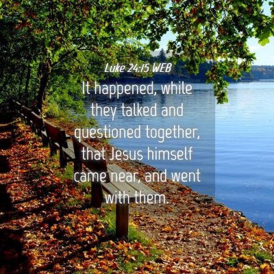 Picture 04 - Luke 24:15 WEB - It happened, while they talked and questioned - Bible Verse Picture