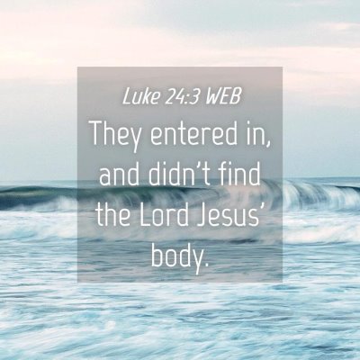 Picture 04 - Luke 24:3 WEB - They entered in, and didn't find the Lord Jesus' - Bible Verse Picture