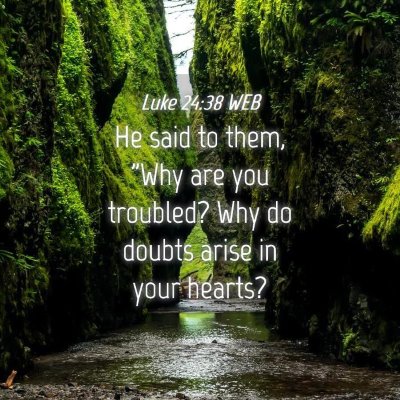 Picture 04 - Luke 24:38 WEB - He said to them, 