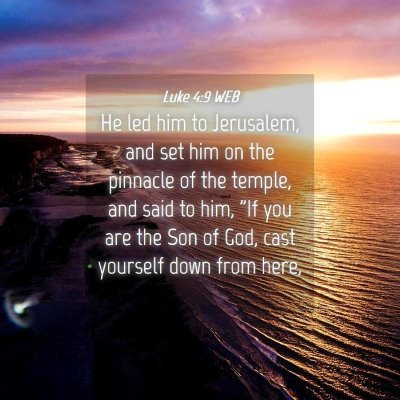 Picture 04 - Luke 4:9 WEB - He led him to Jerusalem, and set him on the - Bible Verse Picture