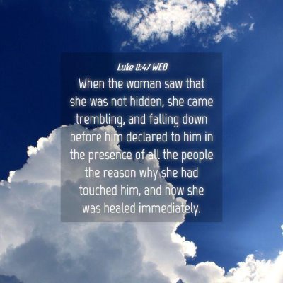 Picture 04 - Luke 8:47 WEB - When the woman saw that she was not hidden, she - Bible Verse Picture