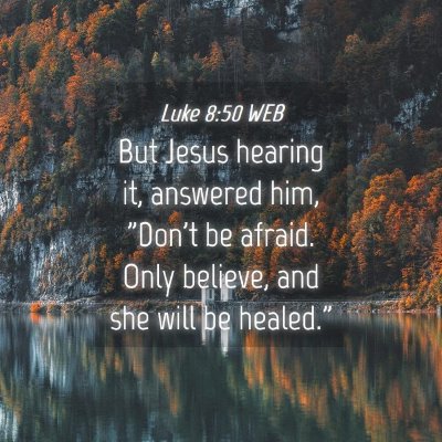 Picture 04 - Luke 8:50 WEB - But Jesus hearing it, answered him, 