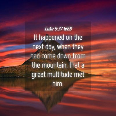 Picture 04 - Luke 9:37 WEB - It happened on the next day, when they had come - Bible Verse Picture