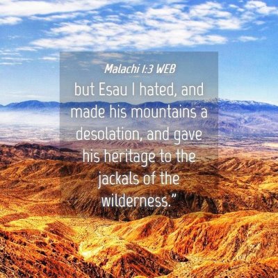 Picture 04 - Malachi 1:3 WEB - but Esau I hated, and made his mountains a - Bible Verse Picture
