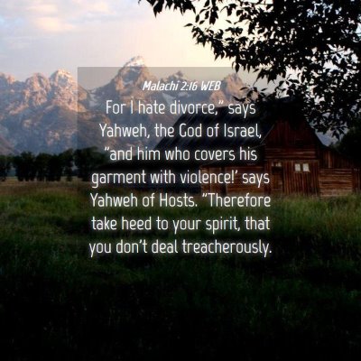 Picture 04 - Malachi 2:16 WEB - For I hate divorce,