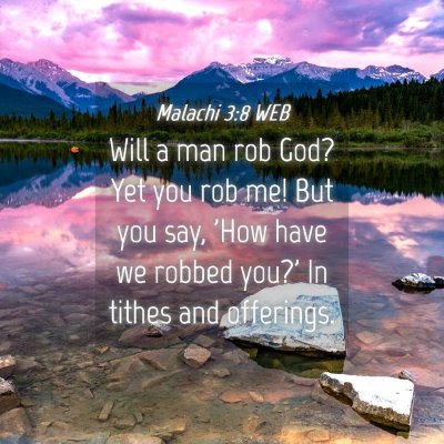 Picture 04 - Malachi 3:8 WEB - Will a man rob God? Yet you rob me! But you say, - Bible Verse Picture
