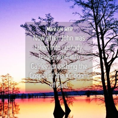 Picture 04 - Mark 1:14 WEB - Now after John was taken into custody, Jesus came - Bible Verse Picture