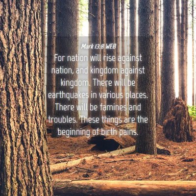 Picture 04 - Mark 13:8 WEB - For nation will rise against nation, and kingdom - Bible Verse Picture