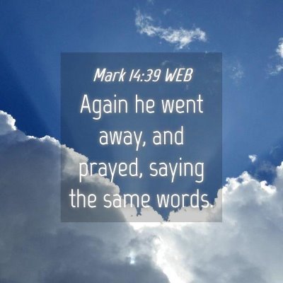 Picture 04 - Mark 14:39 WEB - Again he went away, and prayed, saying the same - Bible Verse Picture