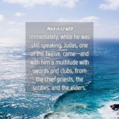 Picture 04 - Mark 14:43 WEB - Immediately, while he was still speaking, Judas, - Bible Verse Picture