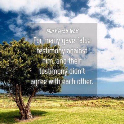 Picture 04 - Mark 14:56 WEB - For many gave false testimony against him, and - Bible Verse Picture
