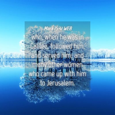 Picture 04 - Mark 15:41 WEB - who, when he was in Galilee, followed him, and - Bible Verse Picture