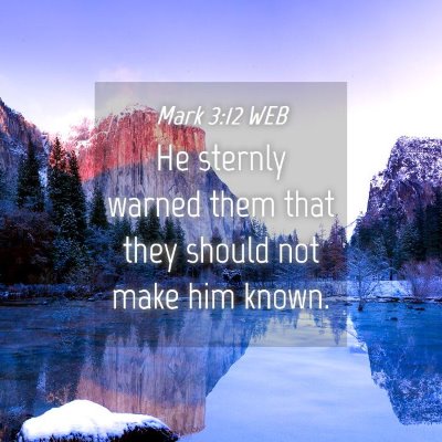 Picture 04 - Mark 3:12 WEB - He sternly warned them that they should not make - Bible Verse Picture