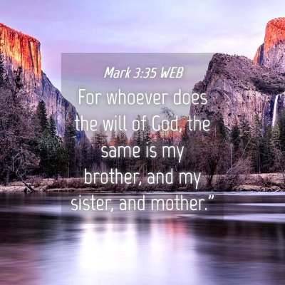 Picture 04 - Mark 3:35 WEB - For whoever does the will of God, the same is my - Bible Verse Picture