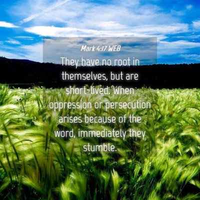 Picture 04 - Mark 4:17 WEB - They have no root in themselves, but are - Bible Verse Picture
