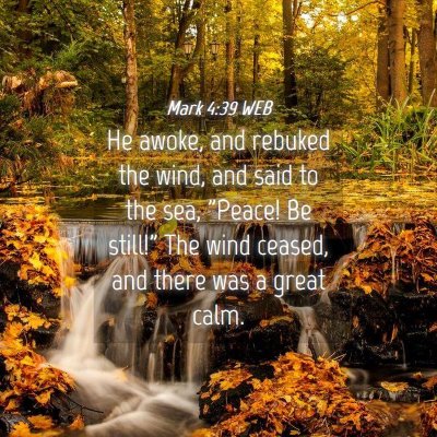 Picture 04 - Mark 4:39 WEB - He awoke, and rebuked the wind, and said to the - Bible Verse Picture