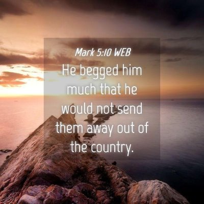 Picture 04 - Mark 5:10 WEB - He begged him much that he would not send them - Bible Verse Picture