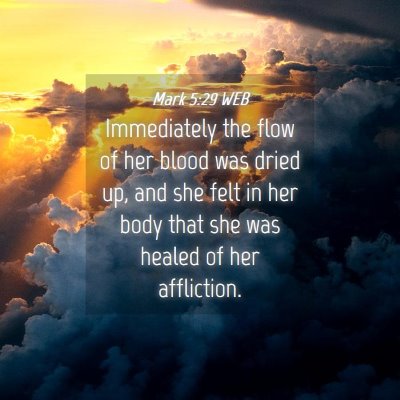 Picture 04 - Mark 5:29 WEB - Immediately the flow of her blood was dried up, - Bible Verse Picture