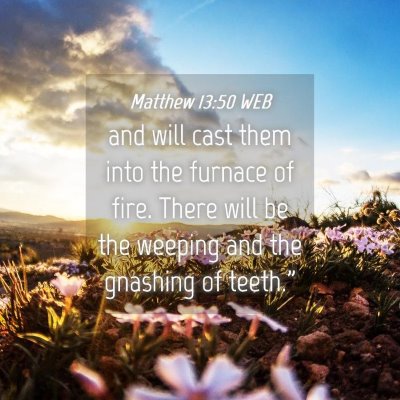 Picture 04 - Matthew 13:50 WEB - and will cast them into the furnace of fire. - Bible Verse Picture