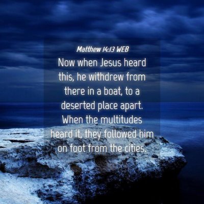 Picture 04 - Matthew 14:13 WEB - Now when Jesus heard this, he withdrew from there - Bible Verse Picture
