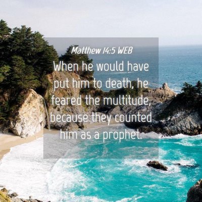 Picture 04 - Matthew 14:5 WEB - When he would have put him to death, he feared - Bible Verse Picture