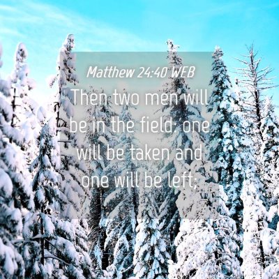 Picture 04 - Matthew 24:40 WEB - Then two men will be in the field: one will be - Bible Verse Picture