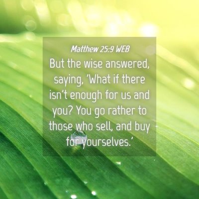 Picture 04 - Matthew 25:9 WEB - But the wise answered, saying, 'What if there - Bible Verse Picture