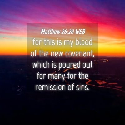 Picture 04 - Matthew 26:28 WEB - for this is my blood of the new covenant, which - Bible Verse Picture