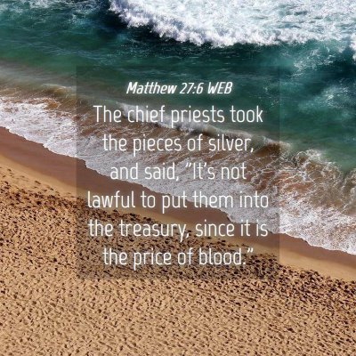 Picture 04 - Matthew 27:6 WEB - The chief priests took the pieces of silver, and - Bible Verse Picture
