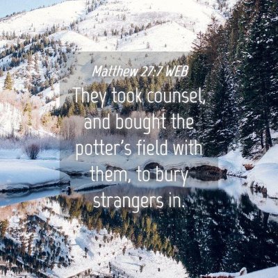 Picture 04 - Matthew 27:7 WEB - They took counsel, and bought the potter's field - Bible Verse Picture