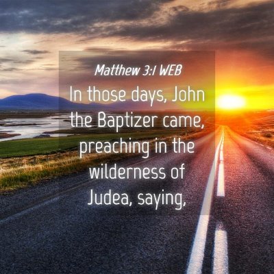 Picture 04 - Matthew 3:1 WEB - In those days, John the Baptizer came, preaching - Bible Verse Picture