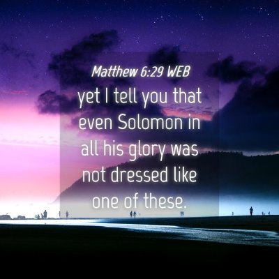 Picture 04 - Matthew 6:29 WEB - yet I tell you that even Solomon in all his glory - Bible Verse Picture