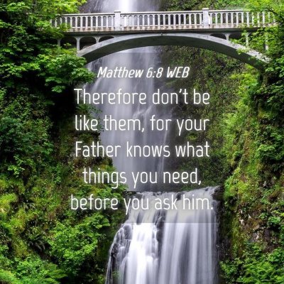Picture 04 - Matthew 6:8 WEB - Therefore don't be like them, for your Father - Bible Verse Picture