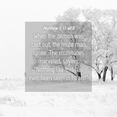 Picture 04 - Matthew 9:33 WEB - When the demon was cast out, the mute man spoke. - Bible Verse Picture