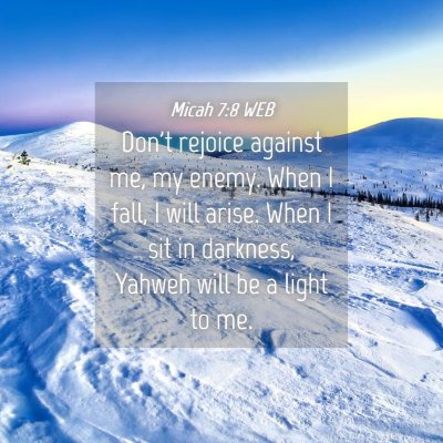 Picture 04 - Micah 7:8 WEB - Don't rejoice against me, my enemy. When I fall, - Bible Verse Picture