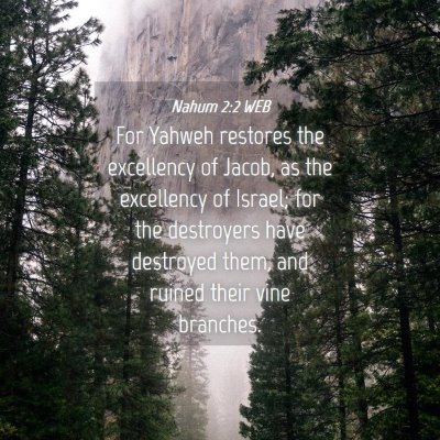 Picture 04 - Nahum 2:2 WEB - For Yahweh restores the excellency of Jacob, as - Bible Verse Picture