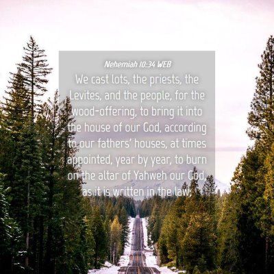 Picture 04 - Nehemiah 10:34 WEB - We cast lots, the priests, the Levites, and the - Bible Verse Picture