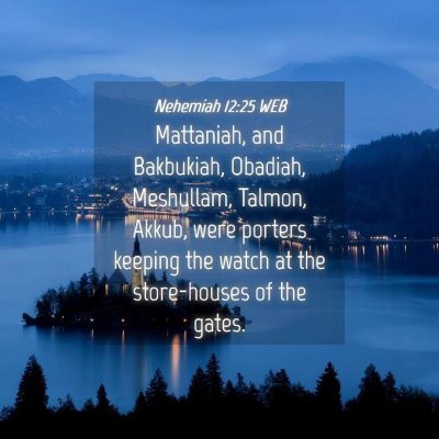 Picture 04 - Nehemiah 12:25 WEB - Mattaniah, and Bakbukiah, Obadiah, Meshullam, - Bible Verse Picture