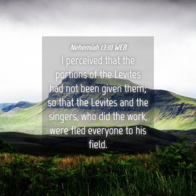 Picture 04 - Nehemiah 13:10 WEB - I perceived that the portions of the Levites had - Bible Verse Picture