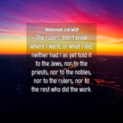 Picture 04 - Nehemiah 2:16 WEB - The rulers didn't know where I went, or what I - Bible Verse Picture