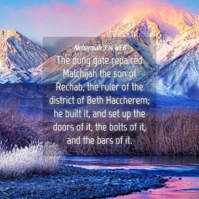 Picture 04 - Nehemiah 3:14 WEB - The dung gate repaired Malchijah the son of - Bible Verse Picture