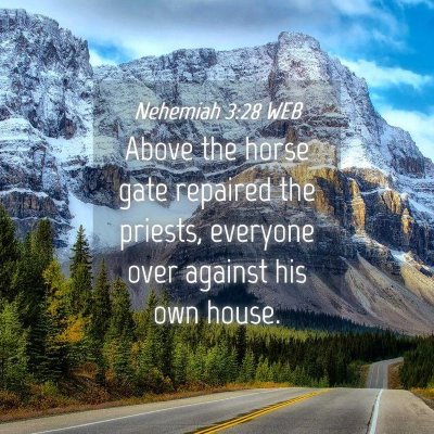 Picture 04 - Nehemiah 3:28 WEB - Above the horse gate repaired the priests, - Bible Verse Picture